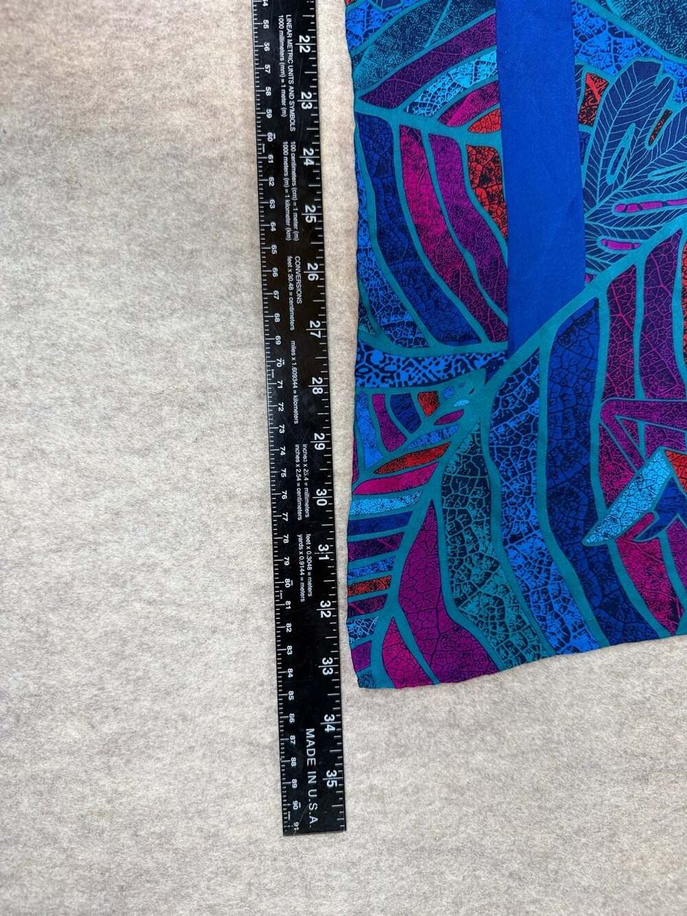 Pineda Covalin Silk Scarf Tropical Leaf Blue Purple 33” Square Boho Cottagecore - Picture 2 of 9
